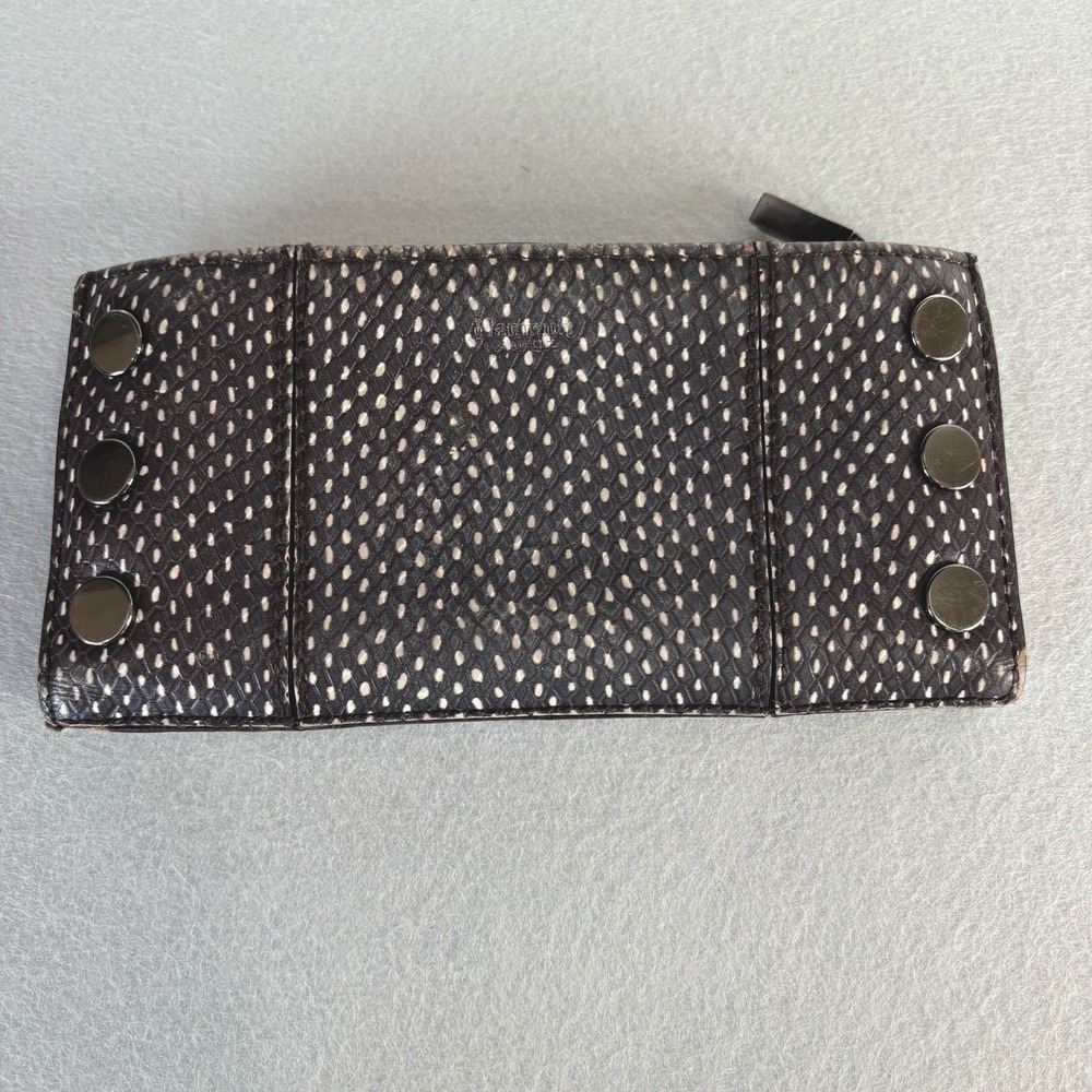 Hammitt 110 North Bifold Wallet Checkbook Leather Snakeskin Studded Espress READ